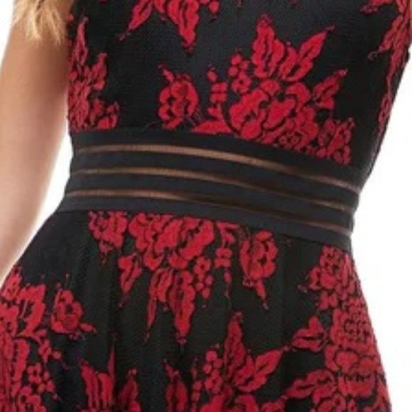 CITY STUDIO Red Black Lace Party Prom Mini Dress - Sz 3 - NEW w/ TAGS NWT - Picture 3 of 9